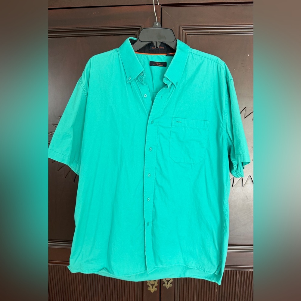 NoNo Maldonado Teal Button Up Single Needle Tailoring Cotton Men’s Shirt Size XL
